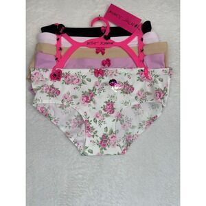 Betsey Johnson 5 Pack Hipster Pastel Panties Floral Ribbed Multi Color Large